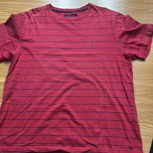 Vintage Tommy Hilfiger Men's Red Striped Shirt
